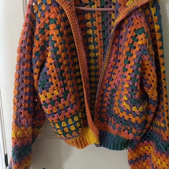 Crochet granny square hooded sweater M - Picture 5 of 5